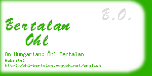 bertalan ohl business card